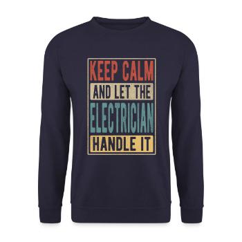 Elektriker Retro Geschenk - Unisex Pullover - Navy - Vorne - Alina (178cm) & Michal (187cm)