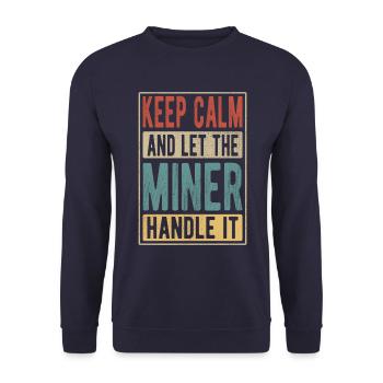 Miner Retro Geschenk - Unisex Pullover - Navy - Vorne - Alina (178cm) & Michal (187cm)
