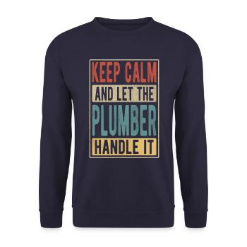 Plumber Retro Gift - Unisex Sweatshirt - navy - Front - Alina (178cm) & Michal (187cm)