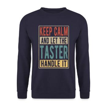 Probier-Retro-Geschenk - Unisex Pullover - Navy - Vorne - Alina (178cm) & Michal (187cm)