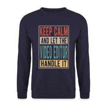 Video Editor Retro Gift - Unisex Sweatshirt - navy - Front - Alina (178cm) & Michal (187cm)