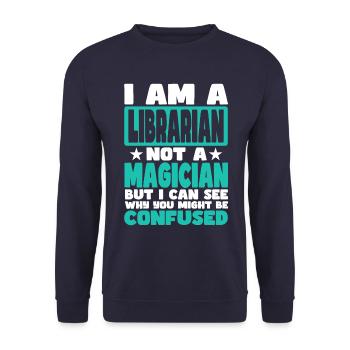 Librarian - Unisex Sweatshirt - navy - Front - Alina (178cm) & Michal (187cm)