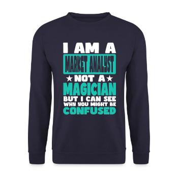 Market Analyst - Unisex Sweatshirt - navy - Front - Alina (178cm) & Michal (187cm)
