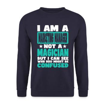 Marketing Manager - Unisex Sweatshirt - navy - Front - Alina (178cm) & Michal (187cm)
