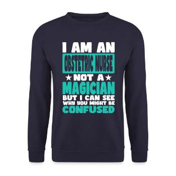 Obstetric Nurse - Unisex Sweatshirt - navy - Front - Alina (178cm) & Michal (187cm)