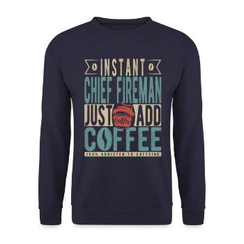 Pompier en chef instantané Il suffit d’ajouter du café - Sweat-shirt Unisexe - marine - Devant - Alina (178cm) & Michal (187cm)