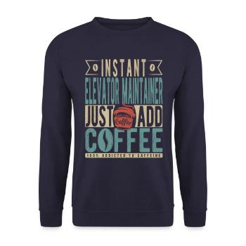 Sofortiger Aufzugswartungs-Wartung: Fügen Sie einfach Kaffee hinzu - Unisex Pullover - Navy - Vorne - Alina (178cm) & Michal (187cm)