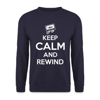 Keep Calm And Rewind Cassette Tape Sound Audio - Unisex Sweatshirt - navy - Front - Alina (178cm) & Michal (187cm)