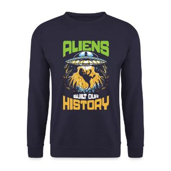 Ancient Astronaut Theorist Alien Ufo Believer - Unisex Sweatshirt - navy - Front - Alina (178cm) & Michal (187cm)