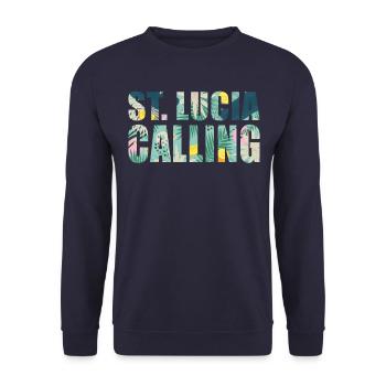 St. Lucia Souvenir-Urlaub - Unisex Pullover - Navy - Vorne - Alina (178cm) & Michal (187cm)