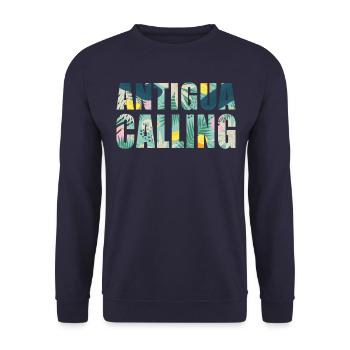 Antigua Souvenir Urlaub Antigua Calling - Unisex Pullover - Navy - Vorne - Alina (178cm) & Michal (187cm)