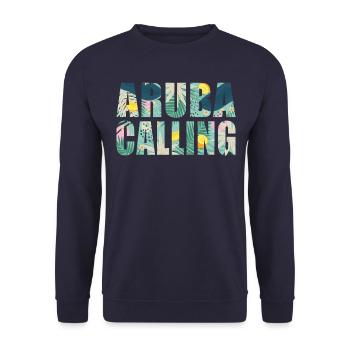 Aruba Souvenir Vacation Aruba Calling - Unisex Sweatshirt - navy - Front - Alina (178cm) & Michal (187cm)