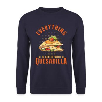 Mit Quesadilla ist alles besser - Unisex Pullover - Navy - Vorne - Alina (178cm) & Michal (187cm)