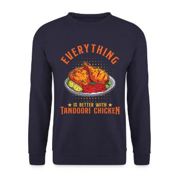 Tout est meilleur avec le poulet tandoori - Sweat-shirt Unisexe - marine - Devant - Alina (178cm) & Michal (187cm)