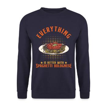 Everything Is Better With Spaghetti Bolognese - Unisex Sweatshirt - navy - Front - Alina (178cm) & Michal (187cm)