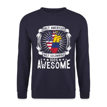 Colombie États-Unis Drapeau - Moitié Américain Moitié Colombien - Sweat-shirt Unisexe - marine - Devant - Alina (178cm) & Michal (187cm)