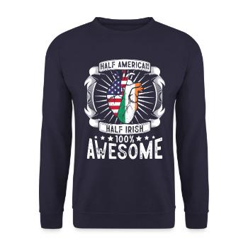 Irlande États-Unis Drapeau - moitié américain moitié irlandais - Sweat-shirt Unisexe - marine - Devant - Alina (178cm) & Michal (187cm)