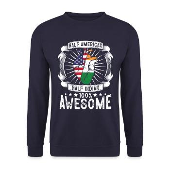 India USA Flag - Half American Half Indian - Unisex Sweatshirt - navy - Front - Alina (178cm) & Michal (187cm)