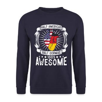 Allemagne États-Unis Drapeau - moitié américain moitié allemand - Sweat-shirt Unisexe - marine - Devant - Alina (178cm) & Michal (187cm)