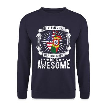 Portugal États-Unis Drapeau - moitié américain moitié portugais - Sweat-shirt Unisexe - marine - Devant - Alina (178cm) & Michal (187cm)