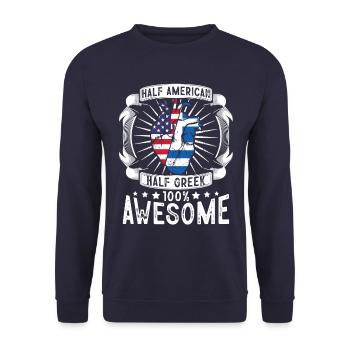 Drapeau grec des États-Unis - moitié américain moitié grec - Sweat-shirt Unisexe - marine - Devant - Alina (178cm) & Michal (187cm)