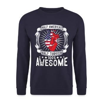 Turkey USA Flag - Half American Half Turkish - Unisex Sweatshirt - navy - Front - Alina (178cm) & Michal (187cm)