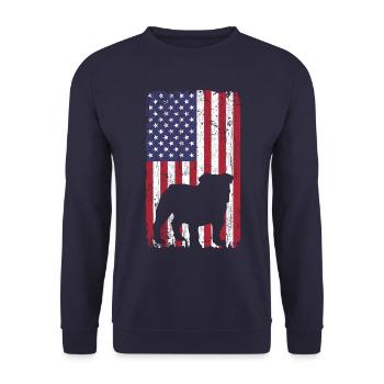 Chien bouledogue avec drapeau des États-Unis - Sweat-shirt Unisexe - marine - Devant - Alina (178cm) & Michal (187cm)