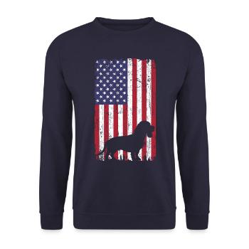 Chien Beagle avec drapeau des États-Unis - Sweat-shirt Unisexe - marine - Devant - Alina (178cm) & Michal (187cm)