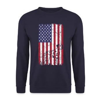Chien dalmatien avec drapeau des États-Unis - Sweat-shirt Unisexe - marine - Devant - Alina (178cm) & Michal (187cm)
