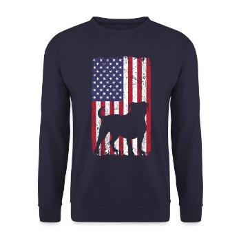 Bouledogue américain avec drapeau des États-Unis - Sweat-shirt Unisexe - marine - Devant - Alina (178cm) & Michal (187cm)