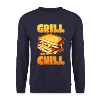 Sandwich, Fromage, Grilled Cheese, Pain - Sweat-shirt Unisexe - marine - Devant - Alina (178cm) & Michal (187cm)