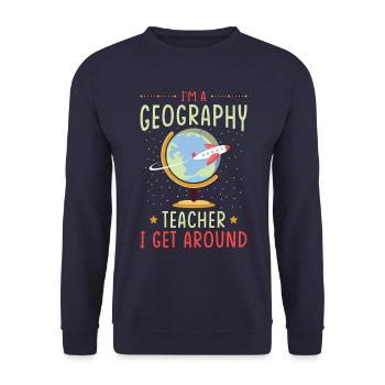 Professeur de géographie avec motif de globe terrestre - Sweat-shirt Unisexe - marine - Devant - Alina (178cm) & Michal (187cm)