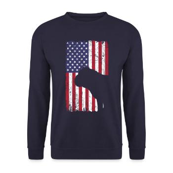 Chien bouledogue avec drapeau des États-Unis - Sweat-shirt Unisexe - marine - Devant - Alina (178cm) & Michal (187cm)