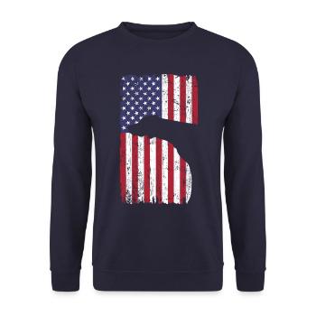 Weimaraner dog with USA flag - Unisex Sweatshirt - navy - Front - Alina (178cm) & Michal (187cm)