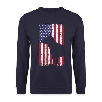 Chien Labrador Retriever avec drapeau des États-Unis - Sweat-shirt Unisexe - marine - Devant - Alina (178cm) & Michal (187cm)