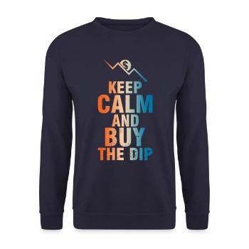 Keep Calm And Buy The Dip Motif Saying - Unisex Sweatshirt - navy - Front - Alina (178cm) & Michal (187cm)