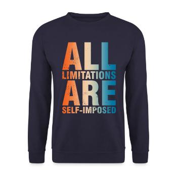 All boundaries are self-imposed - Unisex Sweatshirt - navy - Front - Alina (178cm) & Michal (187cm)