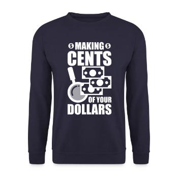 Mach Mehr Aus Deinen Dollars - Unisex Pullover - Navy - Vorne - Alina (178cm) & Michal (187cm)