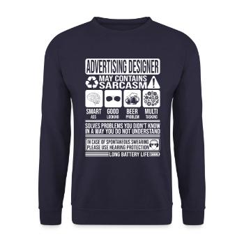 Advertising Designer Sarcasm funny Gift - Unisex Sweatshirt - navy - Front - Alina (178cm) & Michal (187cm)
