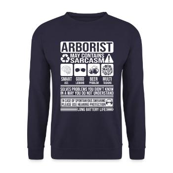 Arboriste Sarcasme drôle cadeau arboriste - Sweat-shirt Unisexe - marine - Devant - Alina (178cm) & Michal (187cm)