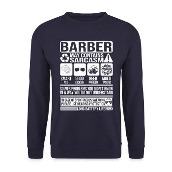 Sarkasmus lustig Geschenk Friseur - Unisex Pullover - Navy - Vorne - Alina (178cm) & Michal (187cm)