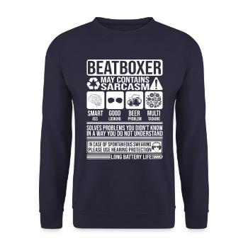 Beatboxer Sarcasme drôle Cadeau Beatboxer - Sweat-shirt Unisexe - marine - Devant - Alina (178cm) & Michal (187cm)