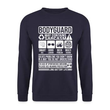 Bodyguard Sarcasm funny Gift Bodyguard - Unisex Sweatshirt - navy - Front - Alina (178cm) & Michal (187cm)