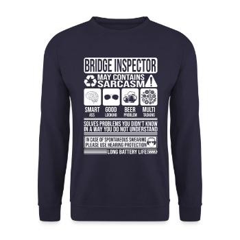 Bridge Inspector Sarcasm funny Gift Bridge - Unisex Sweatshirt - navy - Front - Alina (178cm) & Michal (187cm)
