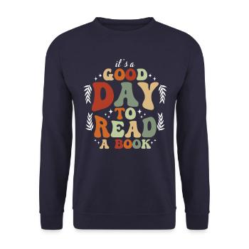 Guter Tag Zum Lesen Motiv - Unisex Pullover - Navy - Vorne - Alina (178cm) & Michal (187cm)
