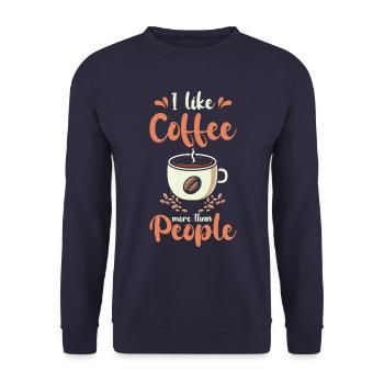 I like coffee more than people - Unisex Sweatshirt - navy - Front - Alina (178cm) & Michal (187cm)