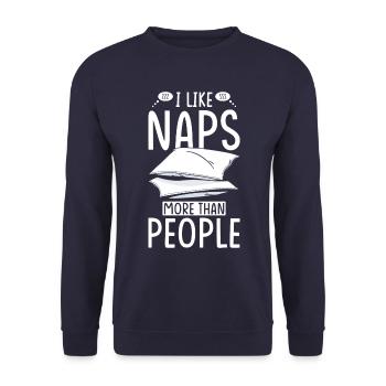 I Like Naps More Than People Motive - Unisex Sweatshirt - navy - Front - Alina (178cm) & Michal (187cm)