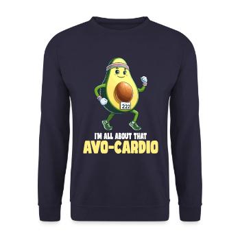 Running Avocado Avo-Cardio Joke - Unisex Sweatshirt - navy - Front - Alina (178cm) & Michal (187cm)