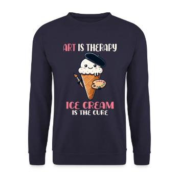 Kunsttherapie Und Eiscreme Heilung - Unisex Sweatshirt - navy - Front - Alina (178cm) & Michal (187cm)