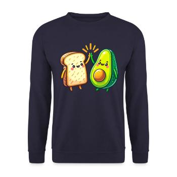 Avocado Toast Kawaii Légumes Petit-déjeuner Nourriture Végétalien - Sweat-shirt Unisexe - marine - Devant - Alina (178cm) & Michal (187cm)